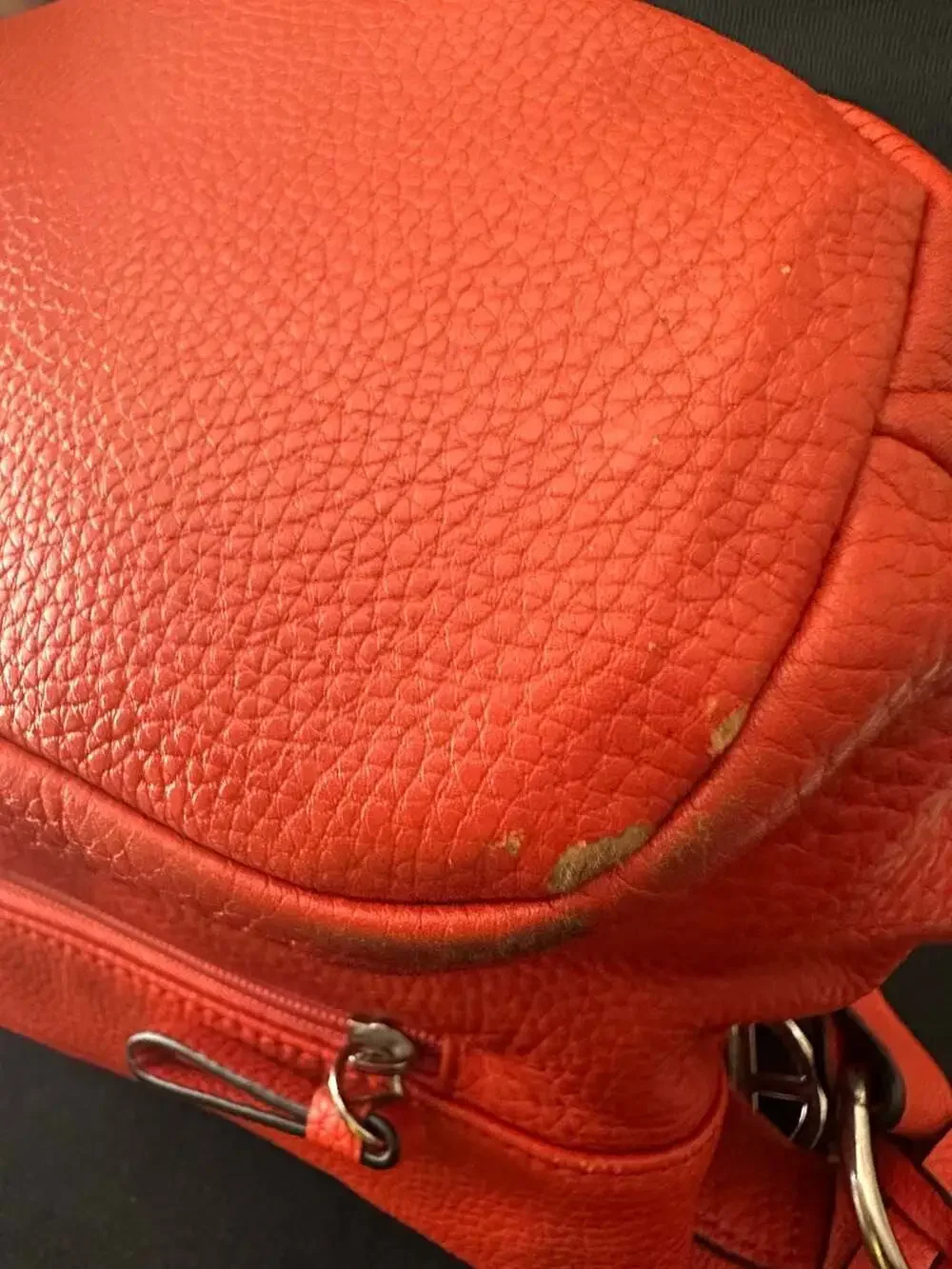 No.91 Giani Bernini Pebbled Orange Leather Hobo Shoulder Bag with Chain Detail
